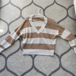 Striped V-neck sweater